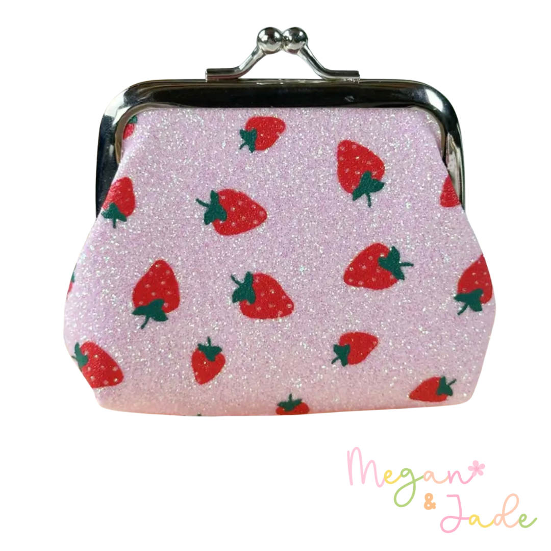 Strawberry Glitter Coin Purse