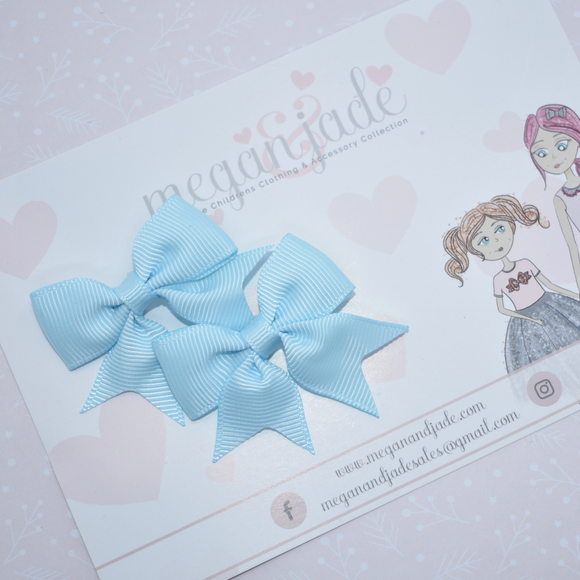 Pair of Baby Blue Mini Bow Clips