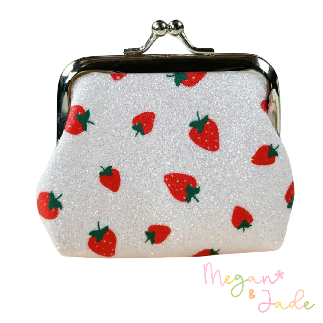 Strawberry Glitter Coin Purse