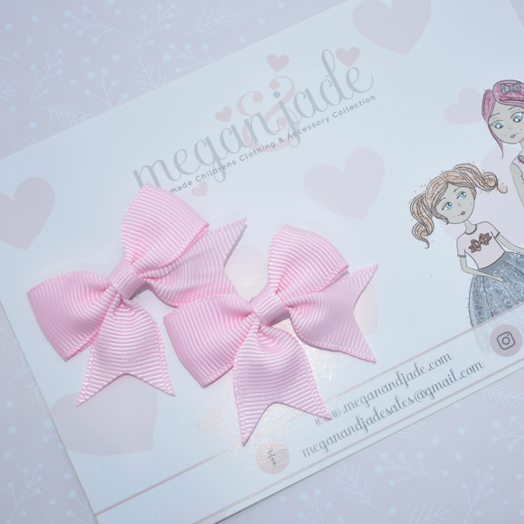 Pair of Baby Pink Mini Bow Clips