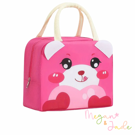 Teddy Bear Hot Pink Insulated Lunch Bag