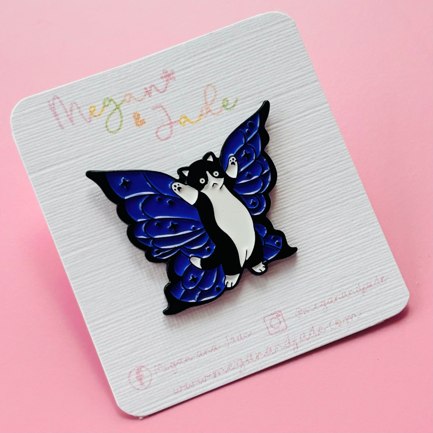 Cat with Butterfly Wings Halloween Pin Badge