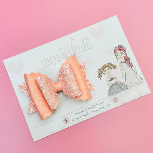 Peach Pastel Glitter Bella Hair Bow