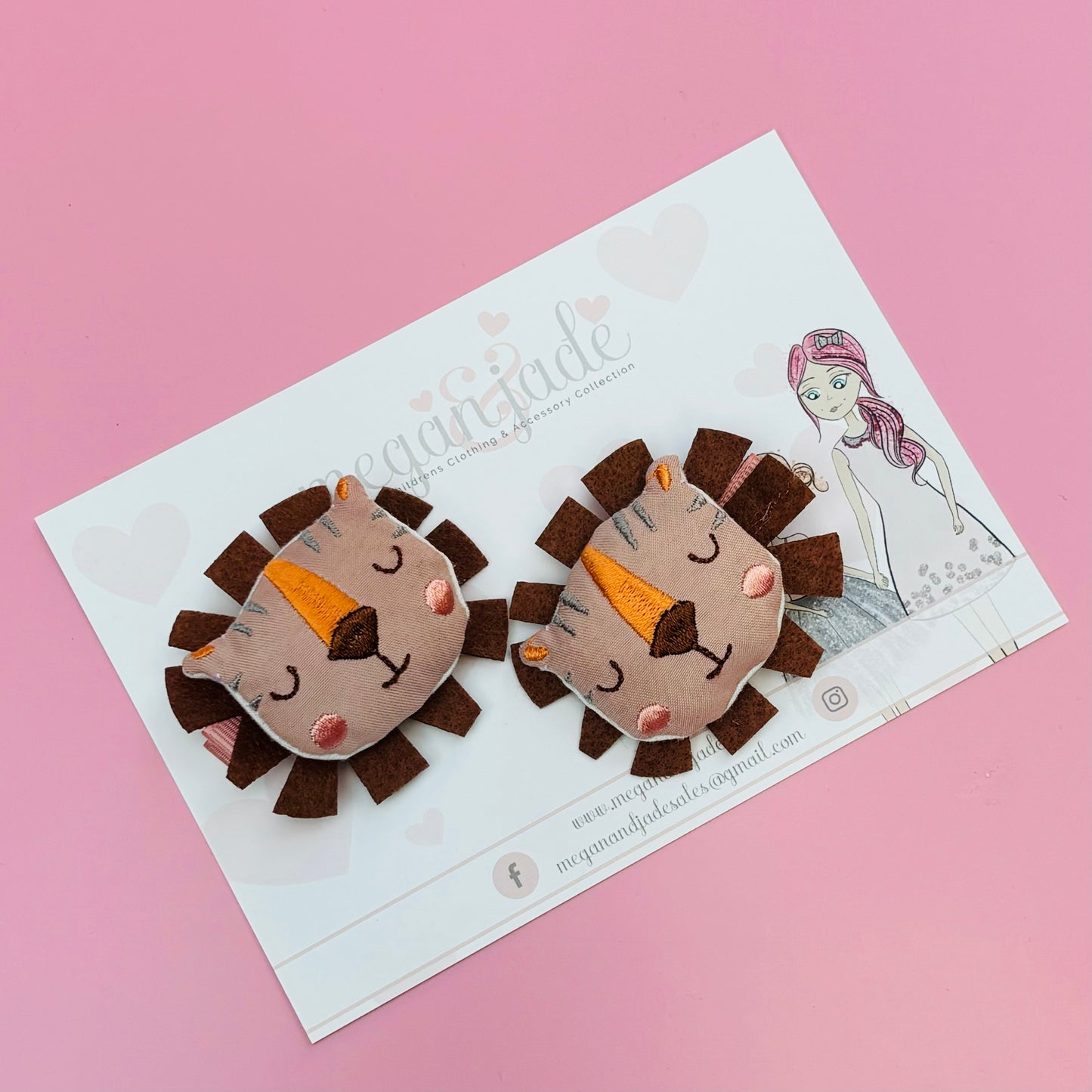 Lenny The Lion Brown Mane Hair Clips - Pair