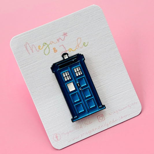 Blue Telephone Box Pin Badge