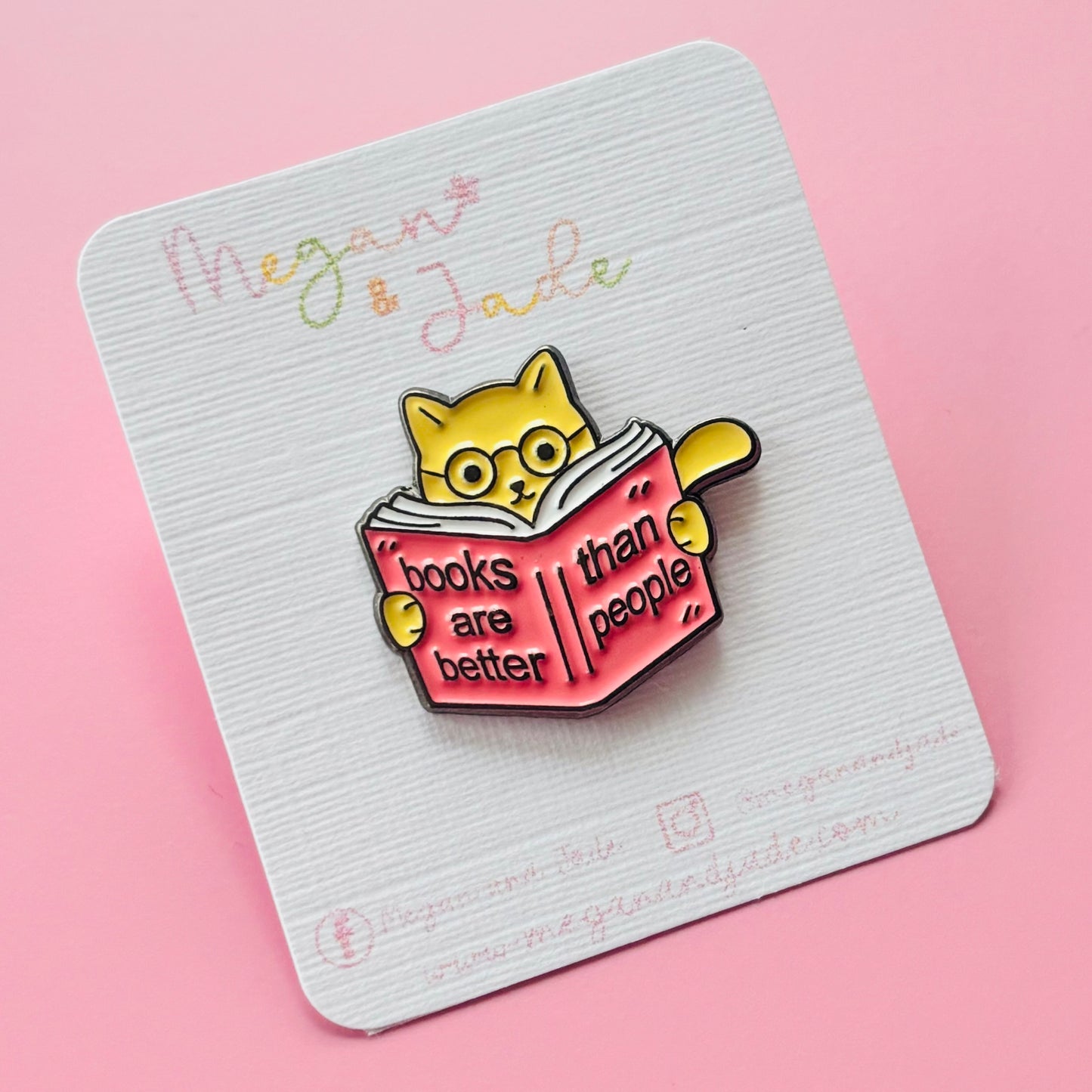 Books Are Better Than People Cat Pin Badge