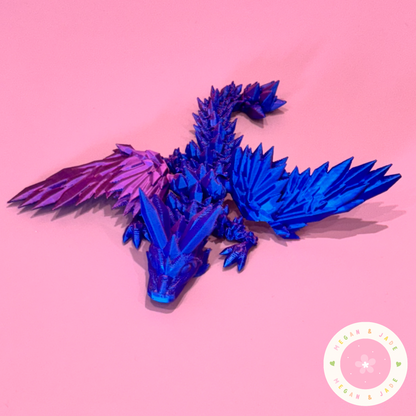 Purple & Blue Winged 3D Printed Dragon