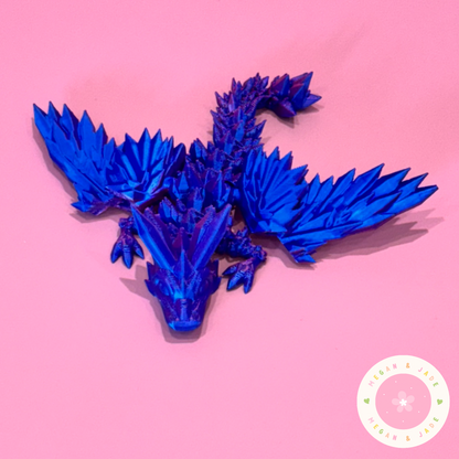 Purple & Blue Winged 3D Printed Dragon