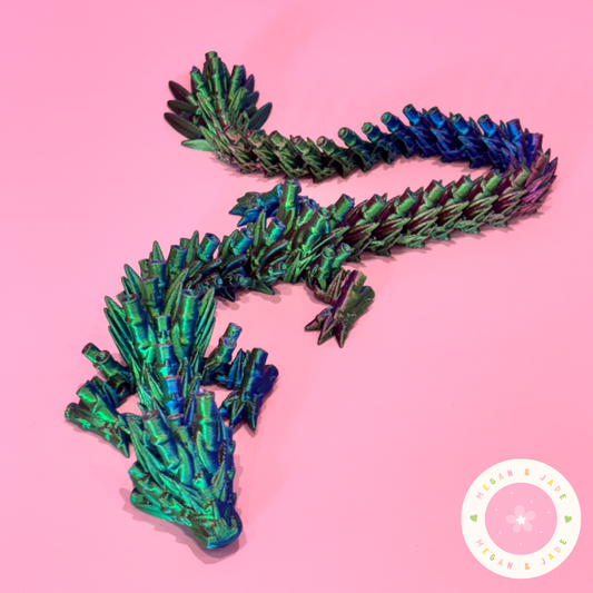 Purple, Green & Blue Large 3D Printed Dragon